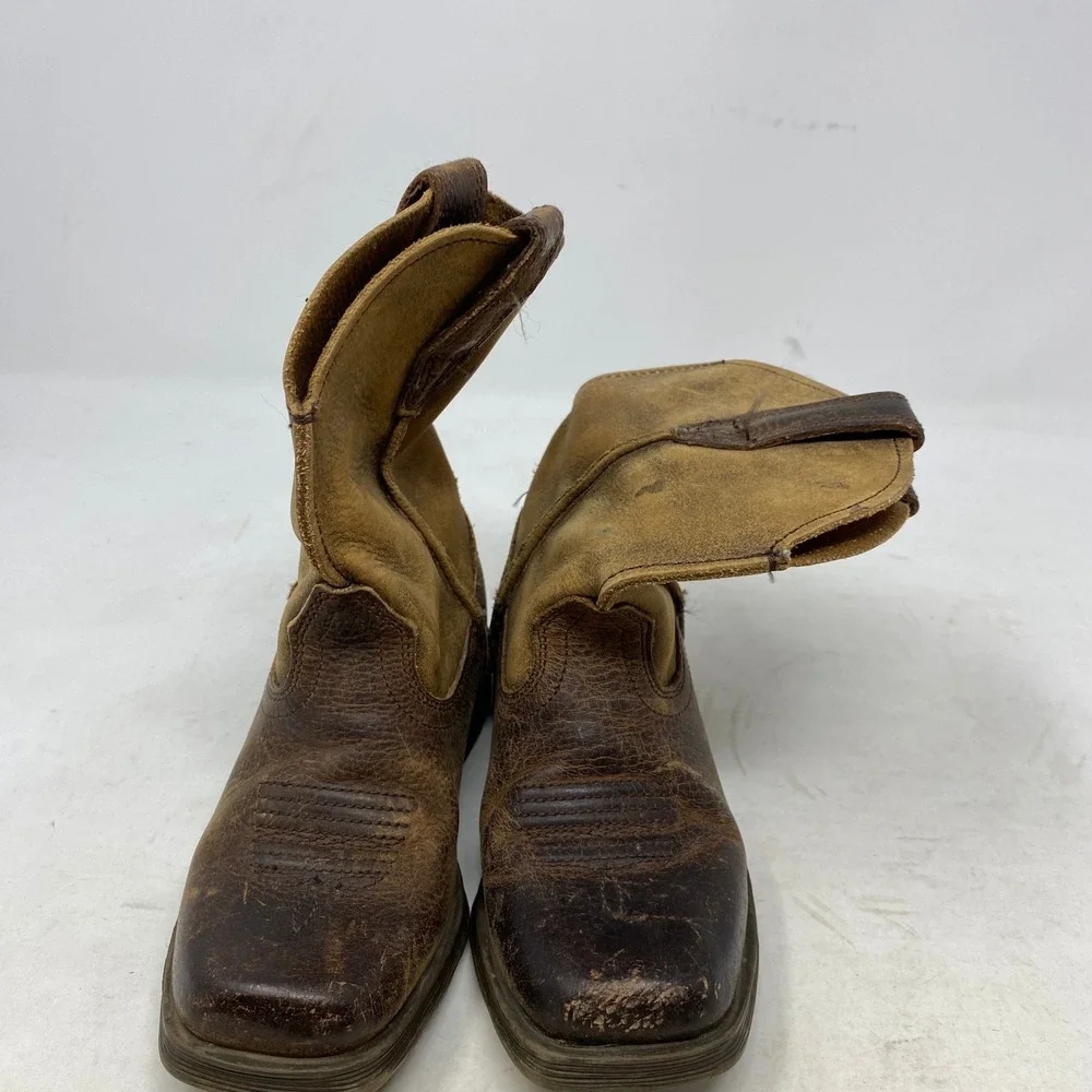 Ariat Kids Brown Leather Square Toe Western Cowboy Boots 10007602 Size 8.5